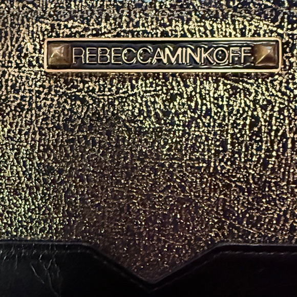 Rebecca Minkoff Metallic Gold and Black Continental Zip Wallet - Picture 2 of 7